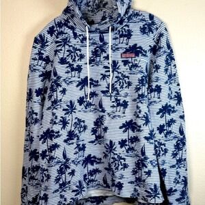 Vineyard Vines Cowl Neck Sweatshirt Pullover Women M Cotton Stripes Palm Tree